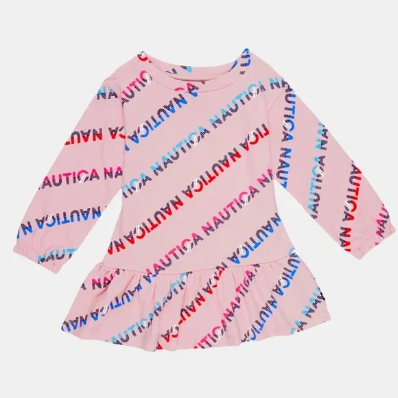 Nautica Girls A-Line Long Sleeve Fleece Dress NWT - Picture 1 of 11